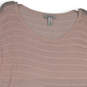 Womens Pink Round Neck Short Sleeve Pullover Blouse Top Size Small image number 4