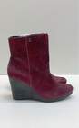 Calvin Klein Odelle Calf Hair Wedge Boots Berry Red 9.5 image number 1