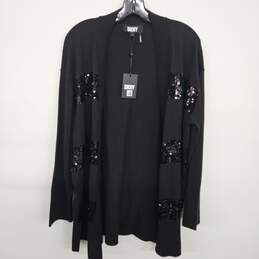 Black Sequin Long Sleeve Open Cardigan