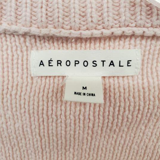 Aeropostale Light Pink Cotton Blend Cable Knit Cropped Sweater WM Size M NWT image number 3