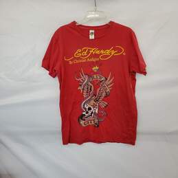 Ed Hardy By Christian Audigier Red Cotton NYC T-Shirt WM Size L