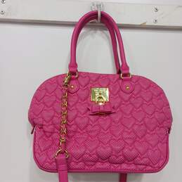 Betsey Johnson Pink Quilted Faux Leather Shoulder Satchel Bag alternative image