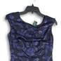 NWT Womens Navy Blue Sequin Round Neck Sleeveless Back Zip Bodycon Dress Size 2 image number 3