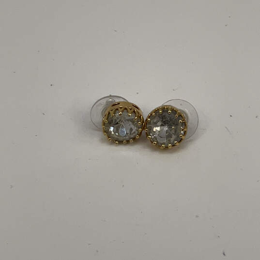 Designer Stella & Dot Gold-Tone Clear Crystal Cut Stone Stud Earrings image number 3