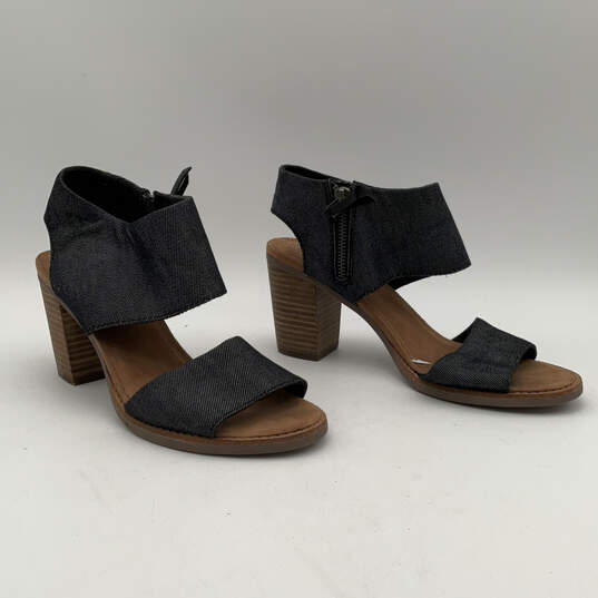 Womens Majorca Cutout Blue Side Zip Block Heel Ankle Strap Sandal Size 8.5 image number 4