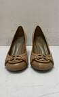 Tory Burch Snake Embossed Leather Chelsea Pumps Beige 8.5 image number 3