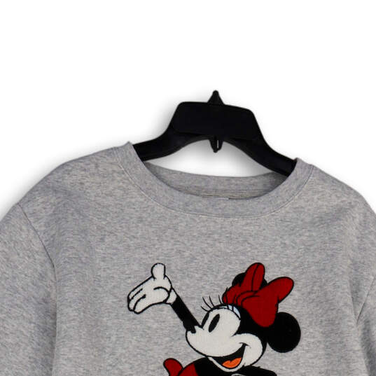 Womens Gray Minnie Mouse Long Sleeve Crew Neck Pullover T-Shirt Size M image number 3