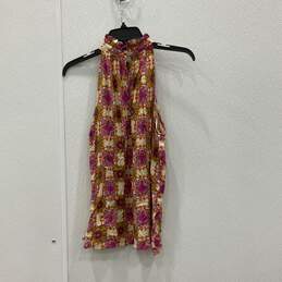 Christian Siriano Womens Multicolor Boho Print Halter Neck Blouse Top Size M