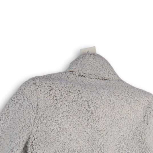Womens White Faux Fur Long Sleeve Mock Neck Full-Zip Fleece Jacket Size S image number 4