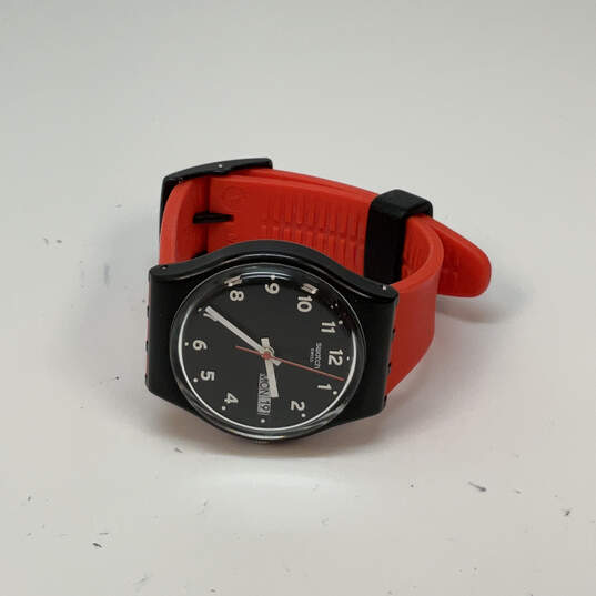 Designer Swatch Swiss Red Adjustable Strap Round Dial Analog Wristwatch image number 3