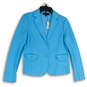 NWT Womens Blue Long Sleeve Noch Lapel Two Button Blazer Size M Petite image number 1