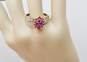 10K Yellow Gold Diamond Accent Ruby Cluster Ring 2.9g image number 1