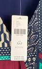 Anthropologie Women Blue Jacquard Print Wrap Dress - Size X Small image number 5
