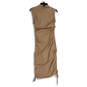 NWT Womens Brown Sleeveless Mock Neck Ruched Pullover Bodycon Dress Size L image number 2