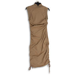 NWT Womens Brown Sleeveless Mock Neck Ruched Pullover Bodycon Dress Size L alternative image