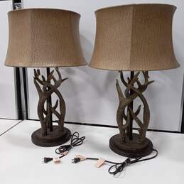 Pair of Antler Table Lamps with Shades