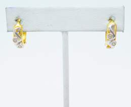 14K Yellow & White Gold 0.16 CTTW Diamond Squiggle Hoop Earrings 3.4g alternative image