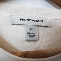 Pronto Uomo Silk Short Sleeve Cream Color Shirt Women's M alternative image