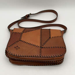 Womens Brown Leather Inner Zip Pocket Adjustable Strap Snap Crossbody Bag