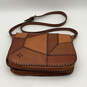 Womens Brown Leather Inner Zip Pocket Adjustable Strap Snap Crossbody Bag image number 1