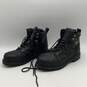 Mens Black Leather Chad Steel Toe Lace Up Ankle Biker Boots Size 11.5 image number 3