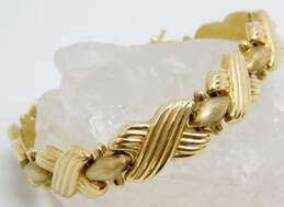 14K Yellow Gold Carved Linked Bracelet 14.8g