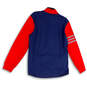 Mens Red Blue 1/4 Zip Mock Neck Long Sleeve Pullover T-Shirt Size Small image number 2