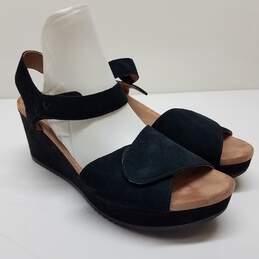 VIONIC Women's Hoola Astrid II Joy-Per's Wedge Heel Sandals Black Suede Size 11