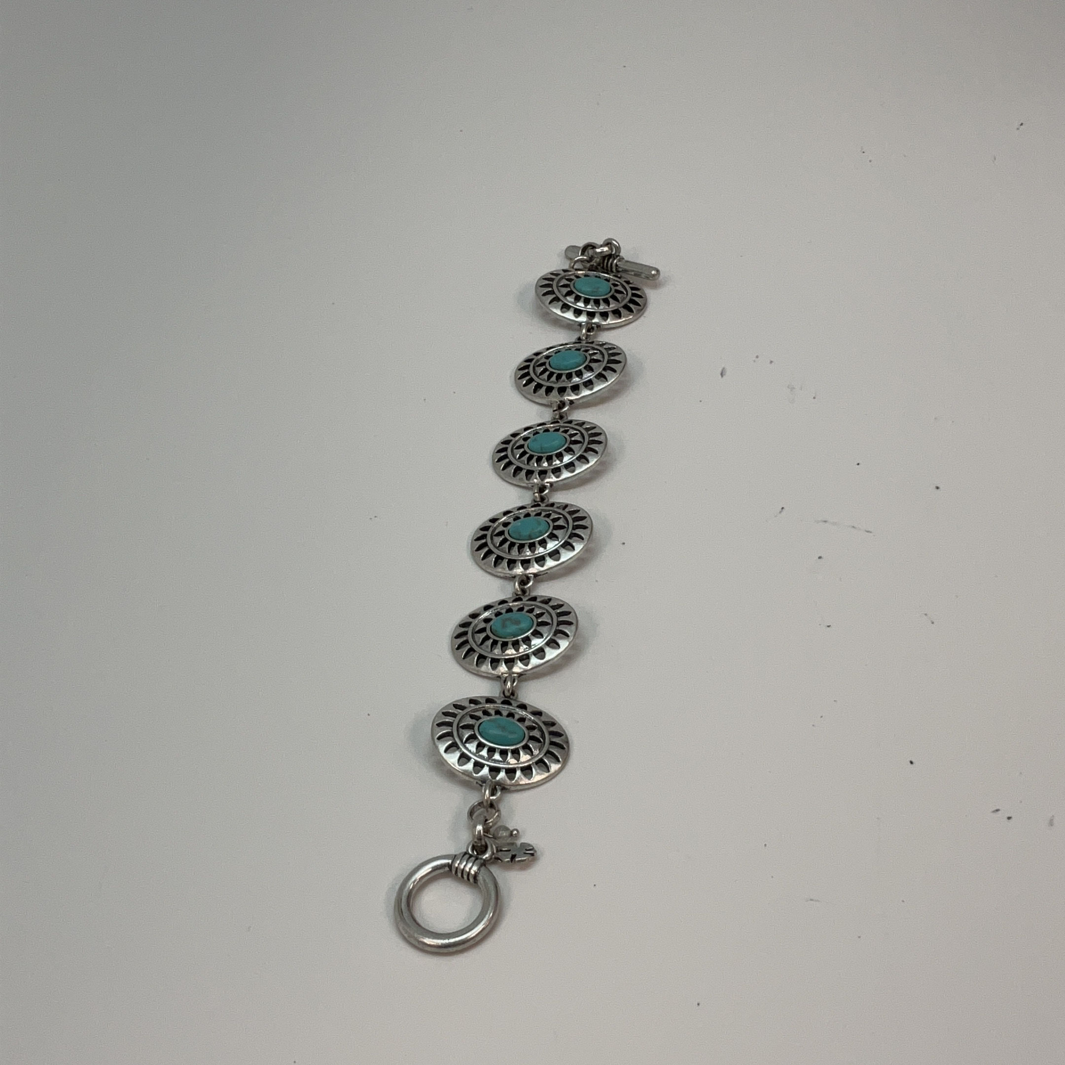 Lucky Brand | Jewelry | Lucky Brand Turquoise And Silver Wide Multitiered  Cuff Chain Bracelet | Poshmark