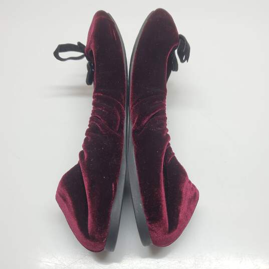 Born Womens Karoline Velvet Ballet Flats Shoes Red Black Slip On Bow Size 8M image number 4