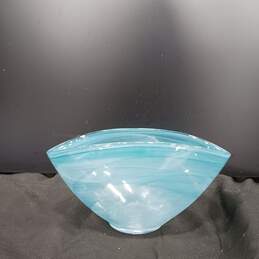 Artist Accents Hand Blown Blue Swirl Pinched Art Glass alternative image