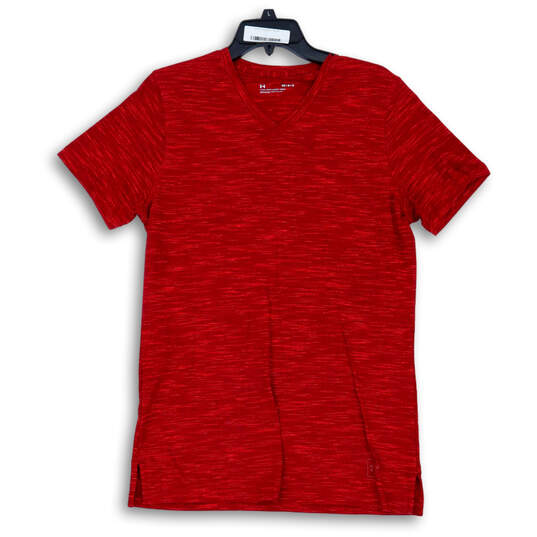 Mens Red Heather Fitted Short Sleeve V-Neck Pullover T-Shirt Size Medium image number 1