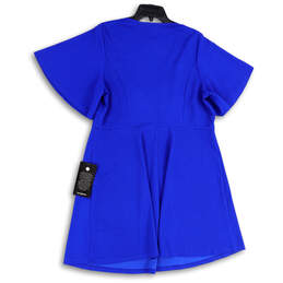 NWT Womens Blue V-Neck Short Sleeve Pullover Mini Dress Size 18 alternative image