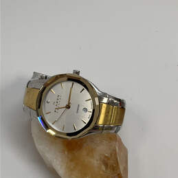 Designer Skagen SKW2104 Two-Tone Round Dial Chain Strap Analog Wristwatch