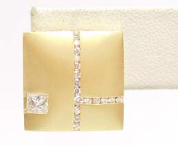 18K Yellow Gold 0.67 CTTW Princess & Round Cut Diamond Single Omega Back Earring 7.0g