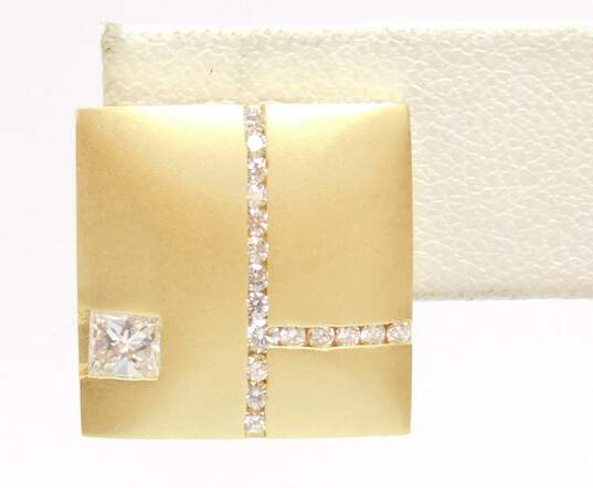 18K Yellow Gold 0.67 CTTW Princess & Round Cut Diamond Single Omega Back Earring 7.0g image number 1