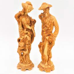 MCM Mid Century Modern Pair Of Resin Asian Figural Statues