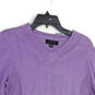 Womens Purple Knitted Long Sleeve V-Neck Casual Pullover Sweater Size Small image number 3