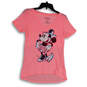 Womens Pink Mickey Regular Fit V-Neck Short Sleeve Pullover T-Shirt Size XS image number 1