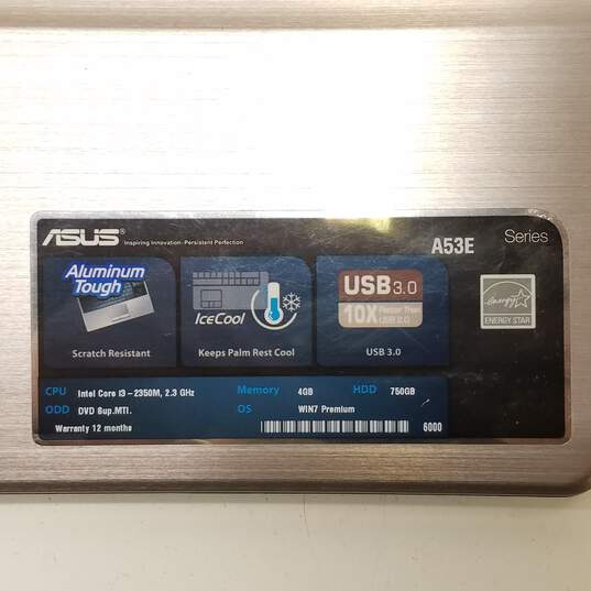 ASUS A53E (15.6) Intel Core i3 (For Parts/Repair) image number 3