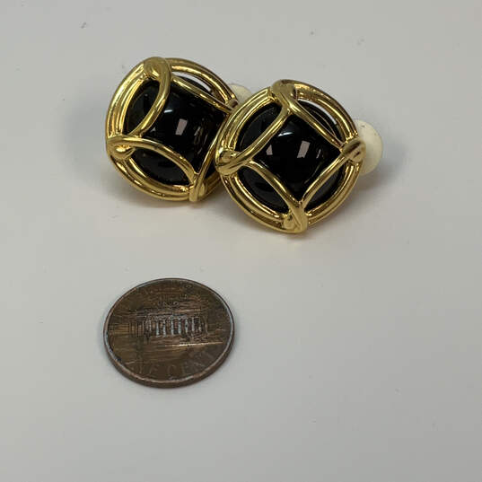 Designer Joan Rivers Gold-Tone Faux Pearl Stone Clip-On Stud Earrings image number 2