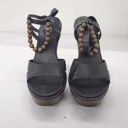 UGG Women's Naima Beaded Black Leather Wood Platform Boho Sandal Heels Size 8.5 alternative image