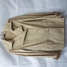 Vintage Tan Rayon Cotton Blend Peacoat Jacket Womens Size M