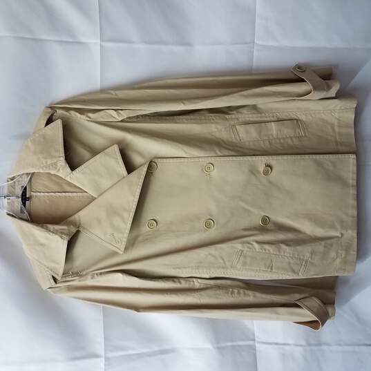 Vintage Tan Rayon Cotton Blend Peacoat Jacket Womens Size M image number 1