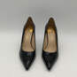 Womens Black Leather Pointed Toe Slip-On Stiletto Pump Heels Size 9.5 image number 1