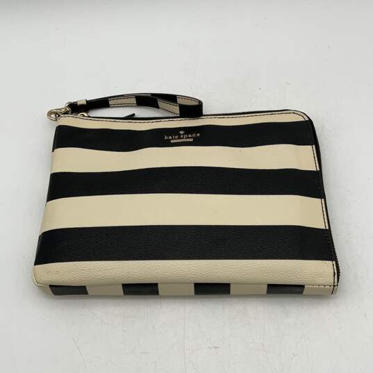 Kate Spade Womens Black White Striped Zipper Charging Pouch Wristlet Wallet image number 1