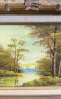 Nature Lake Scene Landscape Original 1970s Oil on canvas by Jackson Signed image number 5