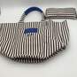 Womens Brown White Striped Double Handle Tote Bag w/ Collapsible Bag image number 1