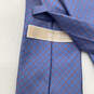 Mens Blue Red Silk Checked Overlapped Grid Adjustable Pointed Necktie image number 3