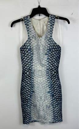 NWT Faith In Love Womens Blue White Snake Print Racerback Bodycon Dress Size 6